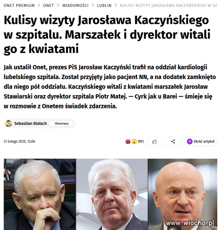 Podobno dostał też naklejkę ''Dzielny Pacjent''