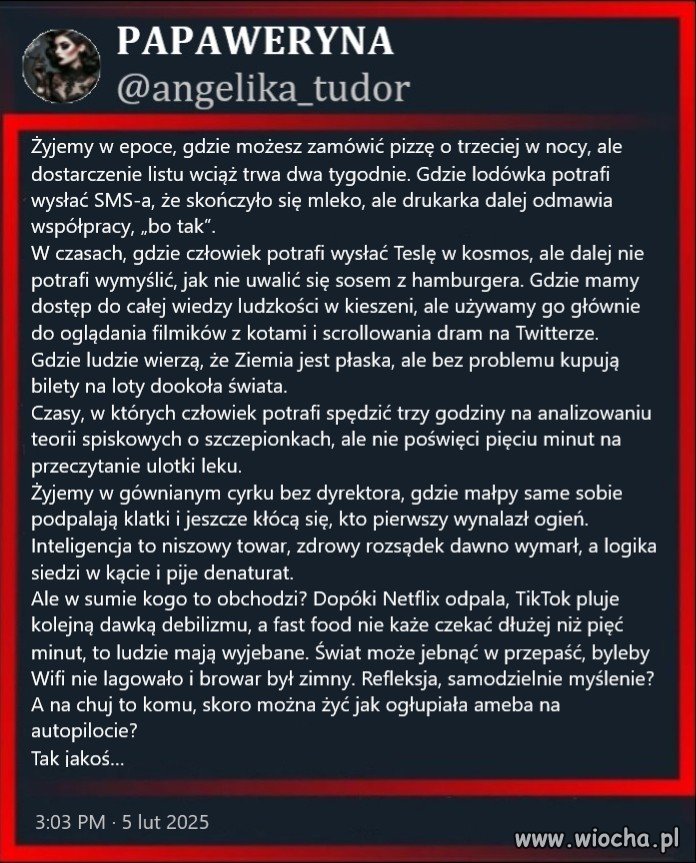 Niedługo w ogóle przestaniemy ze sobą rozmawiać. 