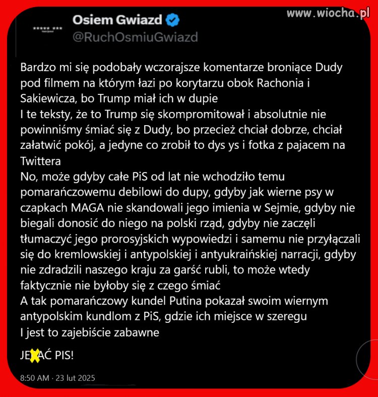 Służebność tego antypolskiego środowiska jest idealnym 