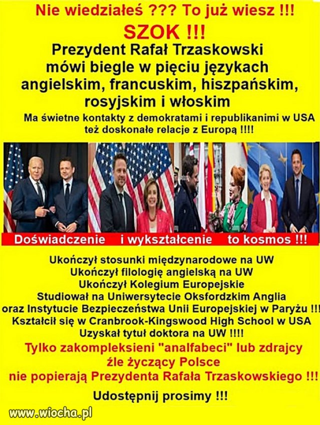 Trzaskowski to polityk z którego Polska będzie dumna!