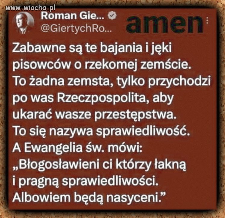 Roman jak zawsze celnie