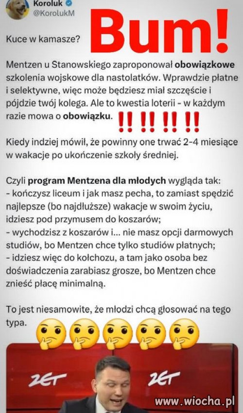 Mentzen i jego program, to dramat dla Polaków i Polski.