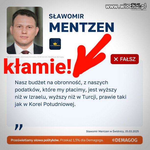 Wypowiedź Mentzena oceniamy jako ❌ #fałsz.