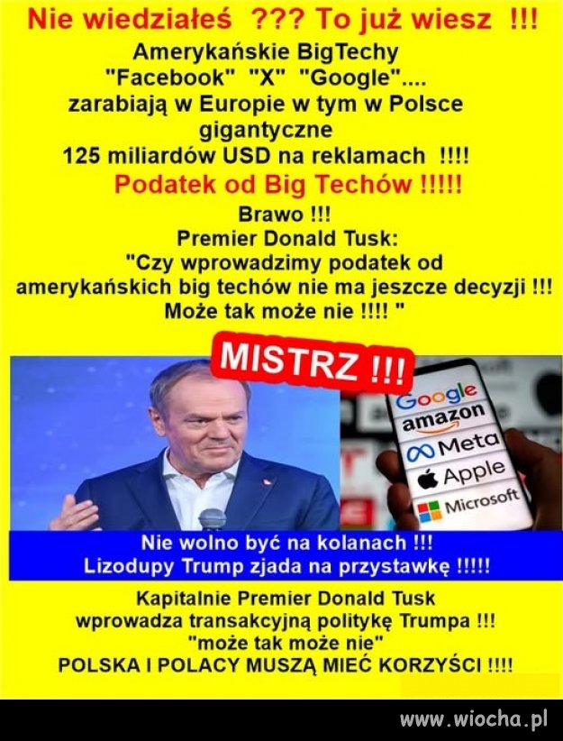 Brawo premier Tusk, wystarczy że pisowcy liza dupę