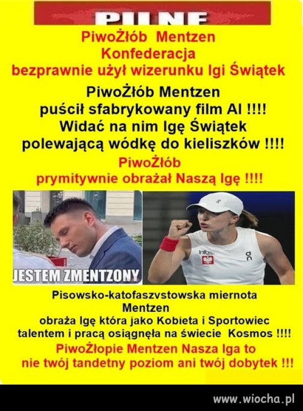 Ty ruski gnoju! Odpiedrol się od Igi! To, że jesteś chory psychicznie 