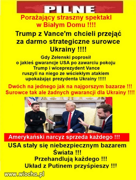 Żaden kraj na świecie nie powinien ufać ani Rosji, ani USA. 