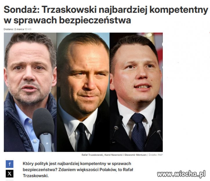 Zaufanie do Trzaskowskiego rosnie...