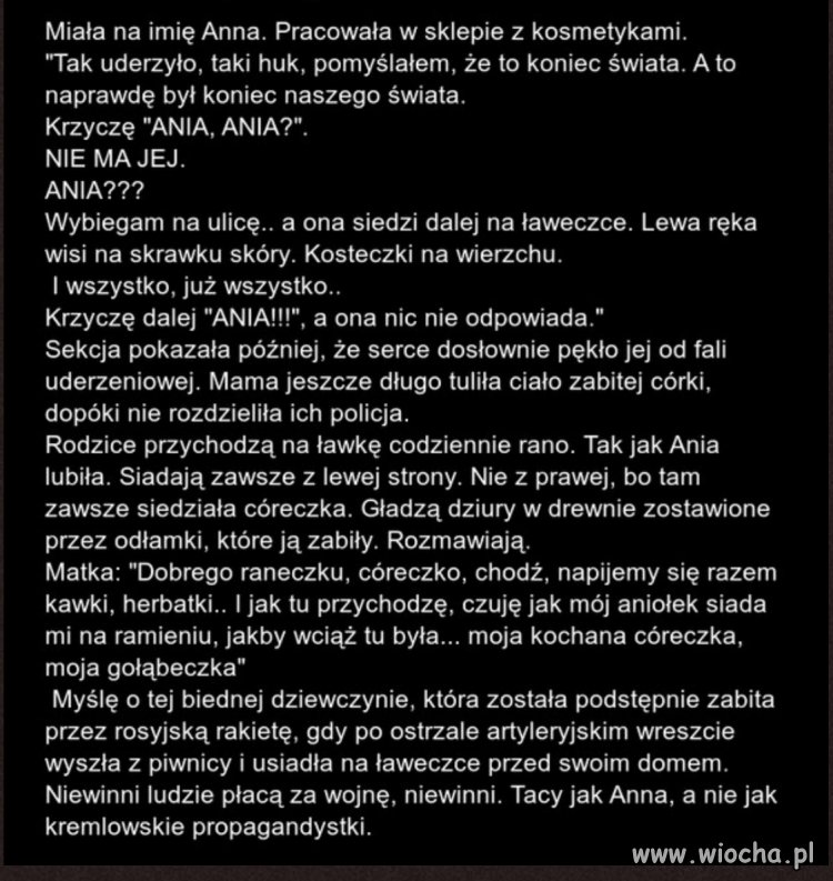 Za wojnę najbardziej płacą niewinni ludzie.