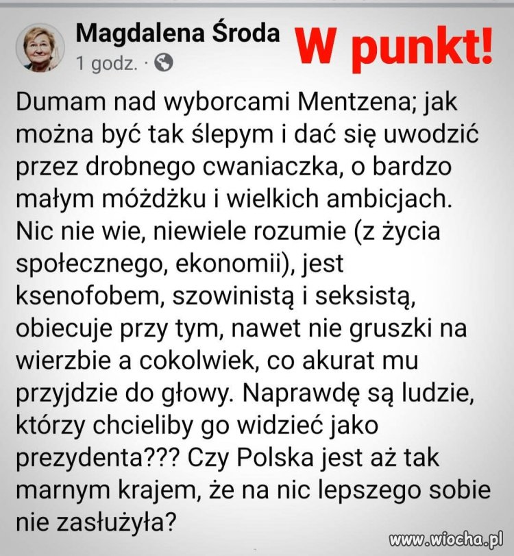 Pani profesor Środa jak zwykle celnie