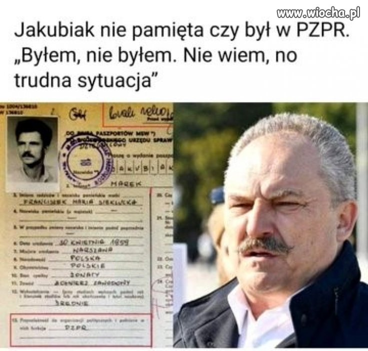 Komuch Jakubiak nie pamięta czy był w PZPR?