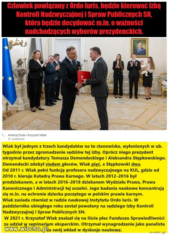 Duda mianował Krzysztofa Wiaka 