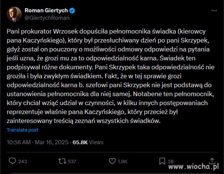 Nie dopuszczono adwokata Kaczyńskiego...