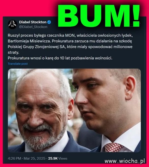 Co tam miś. Czekamy na proces jego szefa !