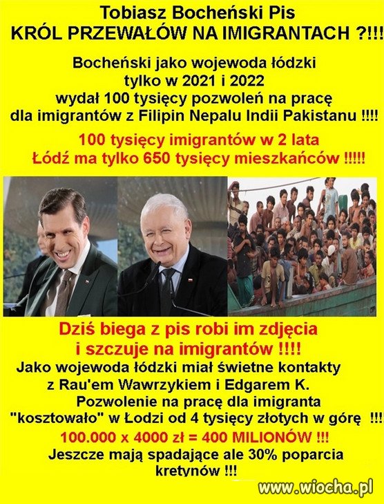 Jednocześnie propaganda PiSu, straszy imigrantami!