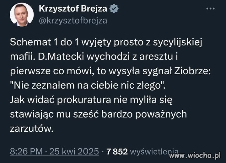 Jeśli skontaktował się z uczestnikiem postępowania to powinien z powrotem trafić za kratki