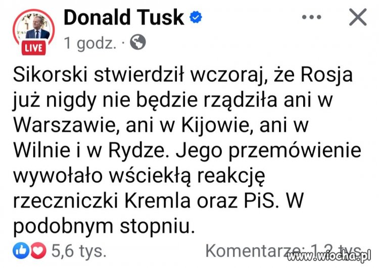 Świetne wystąpienie Sikorskiego i podobna reakcja kremla i PiS