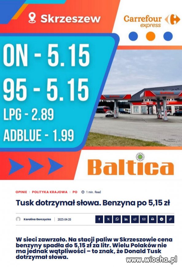 Trolle PiSu pytali kiedy benzyna Tuska po 5.15...