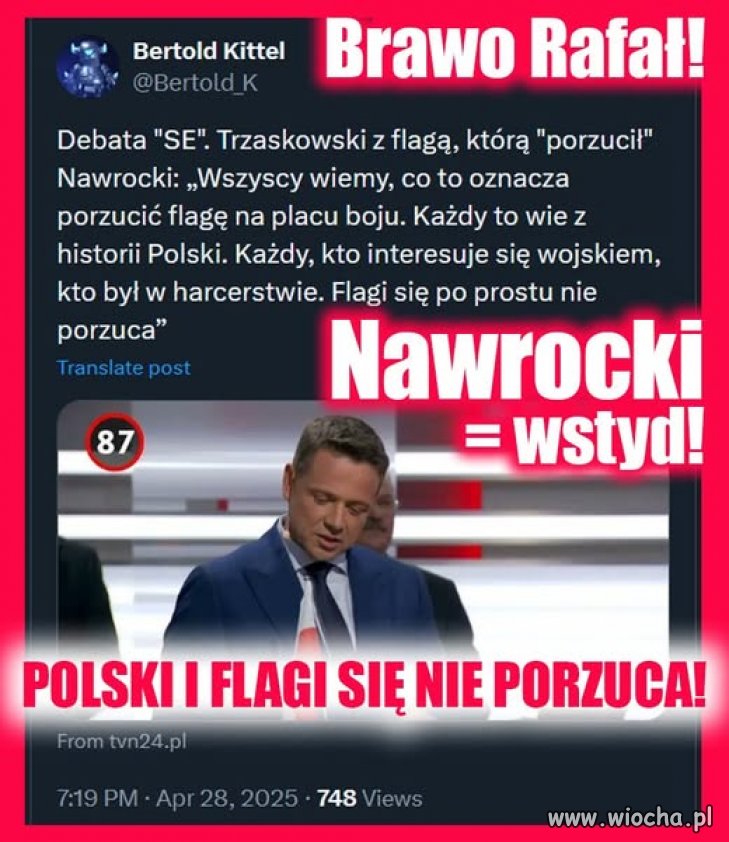 Biedny ten Nawrocki. Flagę porzucił, mikroport chciał zajumać