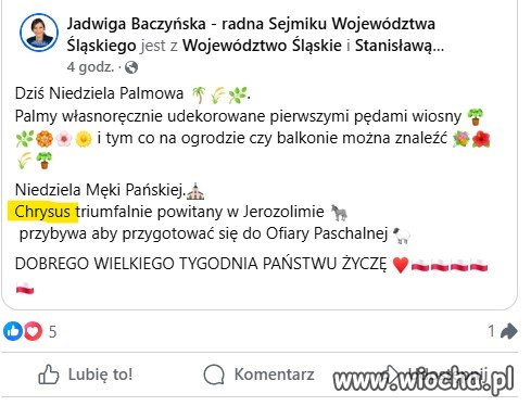 Radna Jadwiga dzielnie plecie palmy.