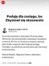 Przeprosiny się zniknęły z konta Zbyszka. 