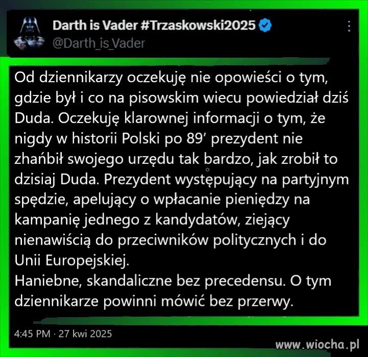 Tylko tvn24 potępiło wystąpienie Dudy jako urzędującego prezydenta