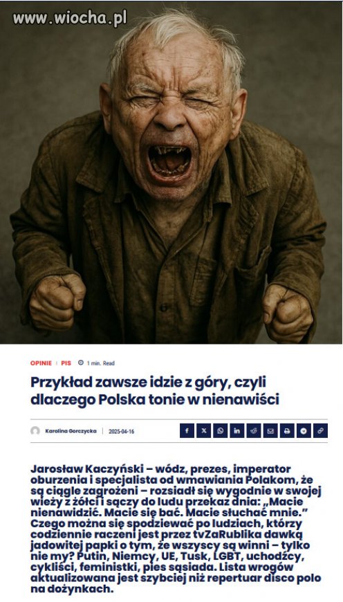 Całe swoje życie knuł i szczuł, szukając nowych wrogów!