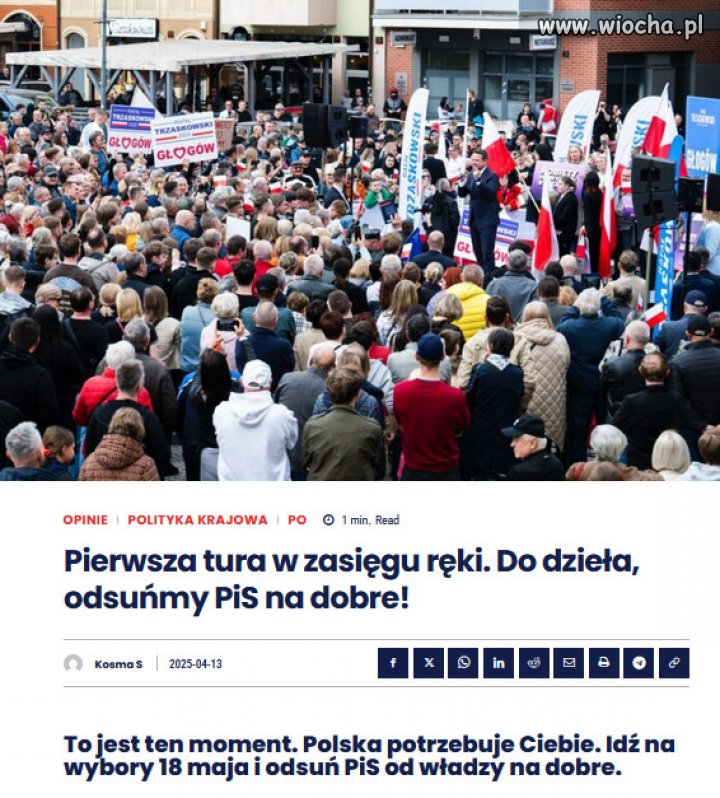 Dziś Rafał Trzaskowski ma około 40% poparcia, które rośnie. 