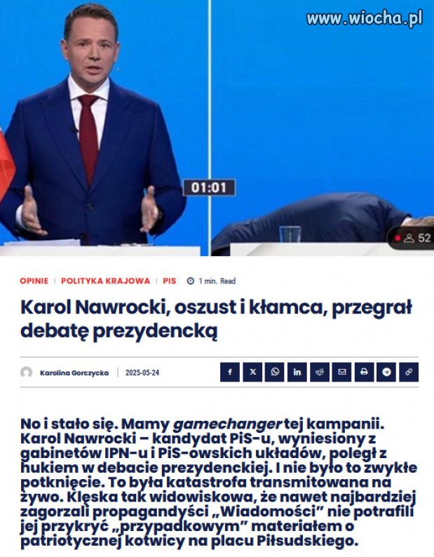 Nawrocki był w tej debacie cieniem człowieka. 