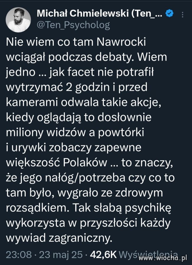 Nawet godziny nie wytrzymał i psychika siadła ...