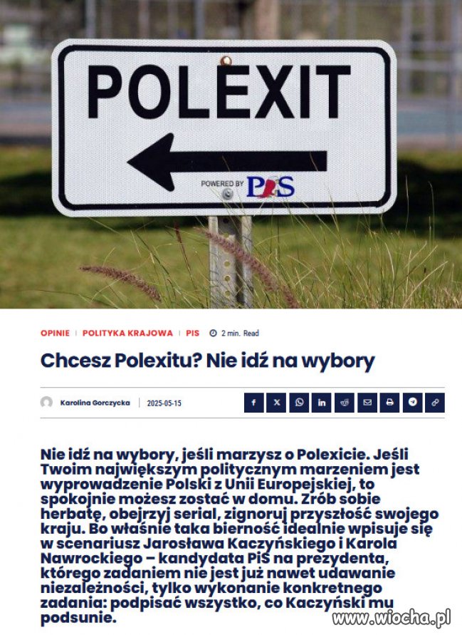 Nie idź na wybory, jeśli chcesz państwa policyjnego. 