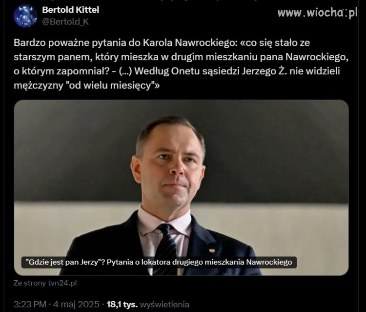 Podobno znaleziony w DPSie. Tak to się Karol starszymi ludźmi opiekuje ...