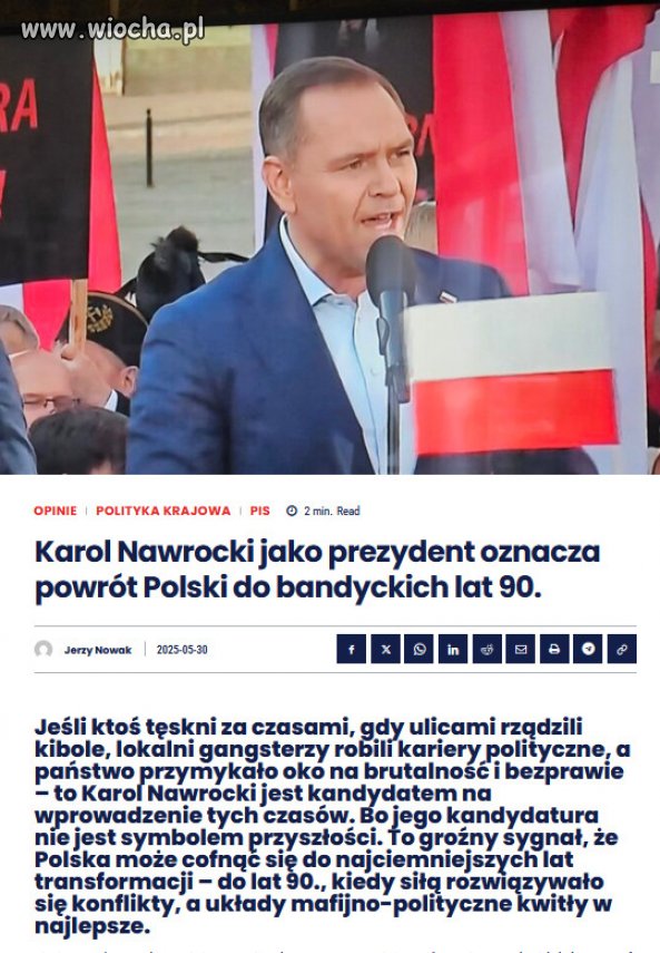 Nawrocki nie tylko nie odciął się od przemocy – on ją legitymizuje.