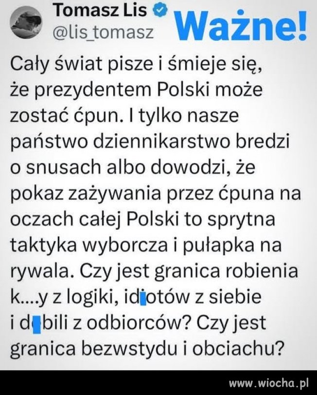 Mocne słowa Tomasza Lisa !