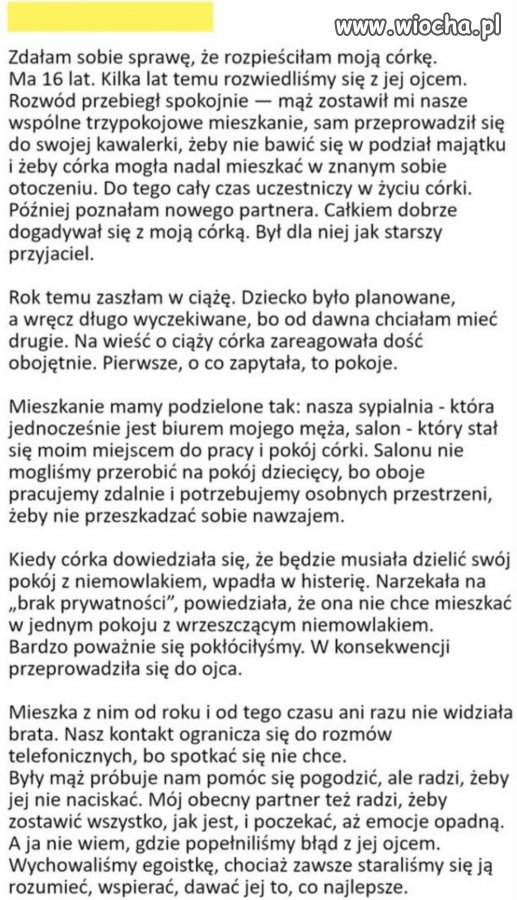 No i nie jestem pewien czy to wina córki.