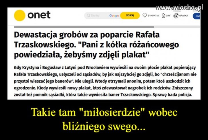 Wyznawcy PiSu tak okazują swoje miłosierdzie ...