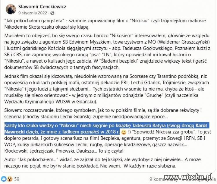 Styczeń 2022, Centkiewicz pisze o Nawrockim
