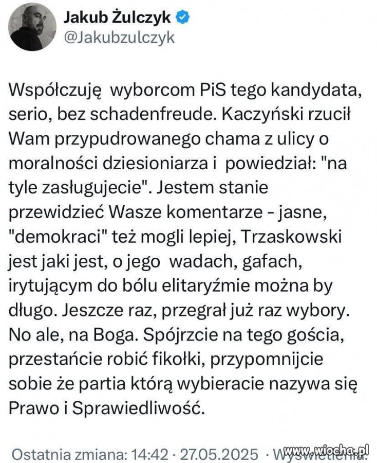 Jakub Żulczyk jak zwykle w punkt !