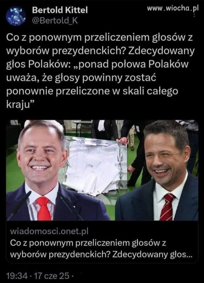 Ponad połowa Polaków chce ponownego przeliczenia
