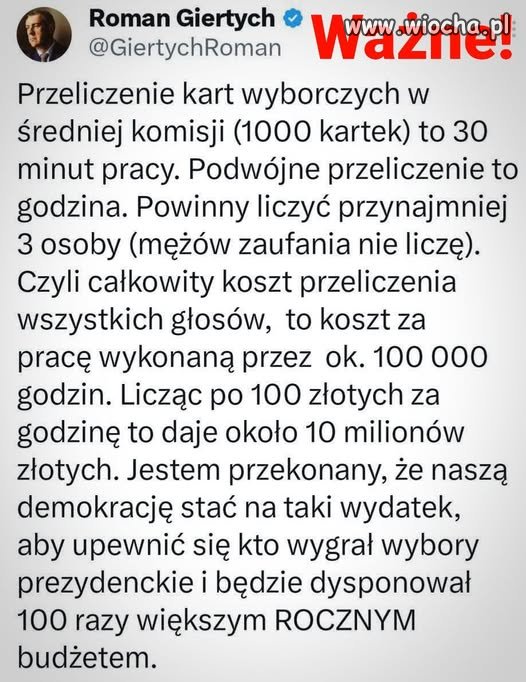 Jestem za ponownym przeliczeniem...