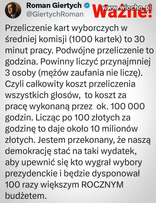 Jestem za ponownym przeliczeniem...