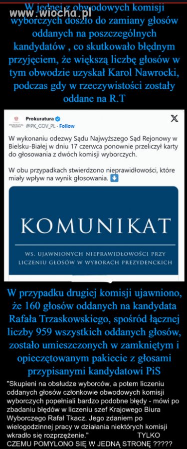 Dziwnym trafem pomyłki tylko na korzyść  pisu