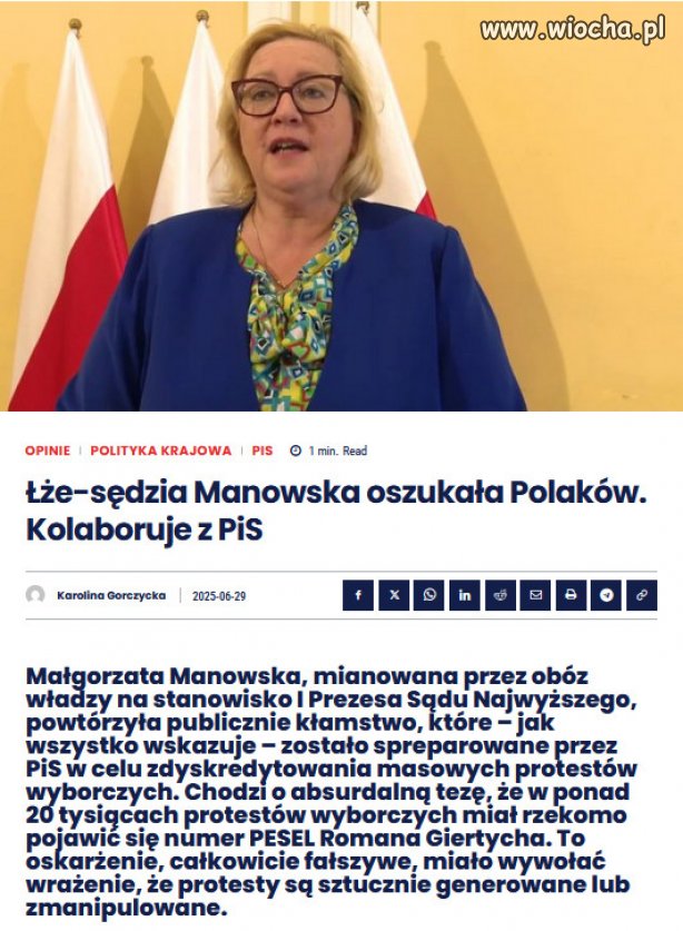 Manowska powtarza kłamstwa propagandy PiSu!