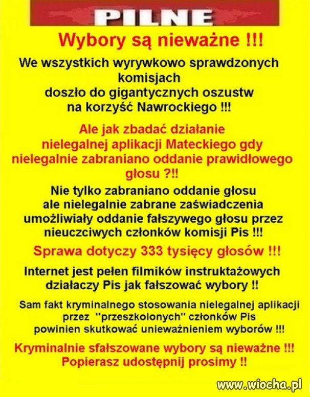 Kryminalnie sfałszowane wybory są nieważne !!!