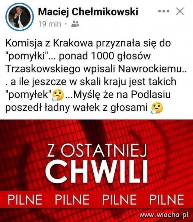 Taka drobna pomyłka w jednej  z komisji w Krakowie ...