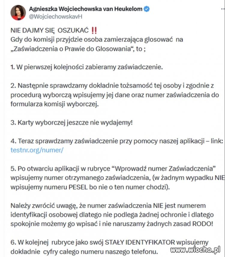 Wytyczne w punkcie 6 będą dowodem udziału w ingerencję procesu wyborczego.