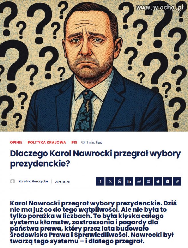 Karol Nawrocki przegrał, bo przegrało PiS.