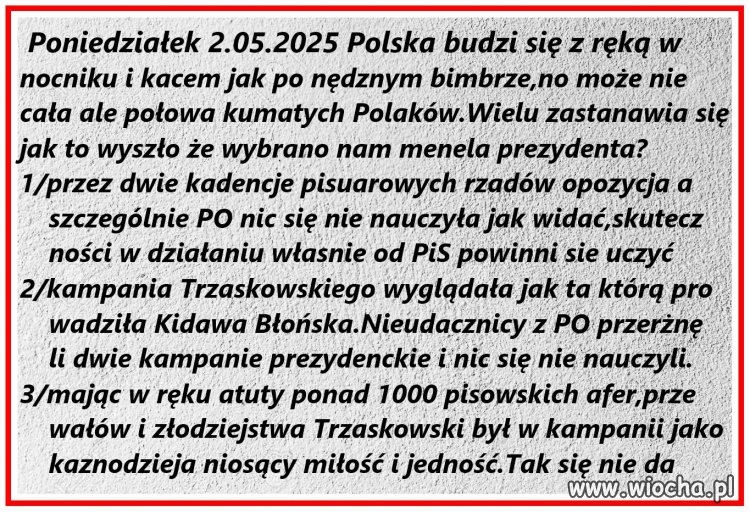 Z przykrością wrzucam ten tekst