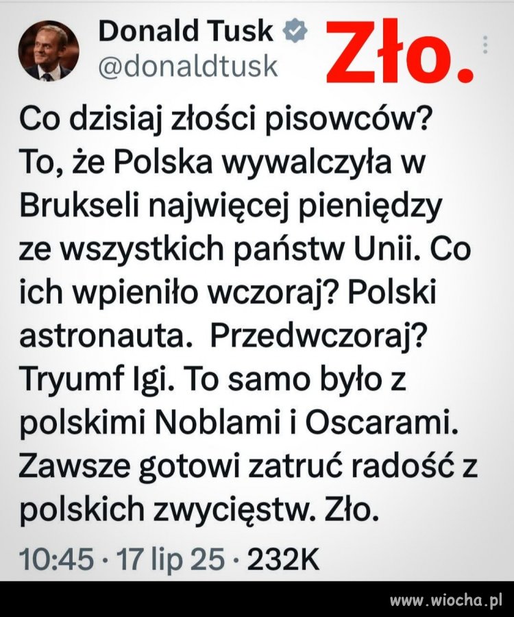 Wiadomo, im lepiej dla Polski tym gorzej dla PiSu!