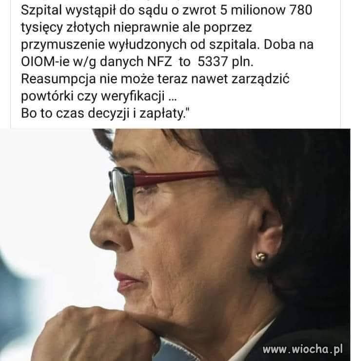 To była decyzja lekarza i dyrektora szpitala. I oni powinni zapłacić. 