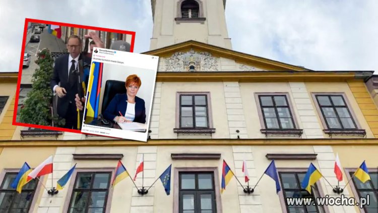 Posłowie Konfederacji,usunęli ukraińskie flagi z ratusza w Cieszynie, bez zgody miasta. 